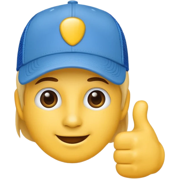 hat emoji giving thumbs up with blue trucker style cap with white front emoji