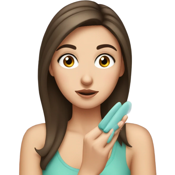 White girl brunette Side eye checking nails  emoji