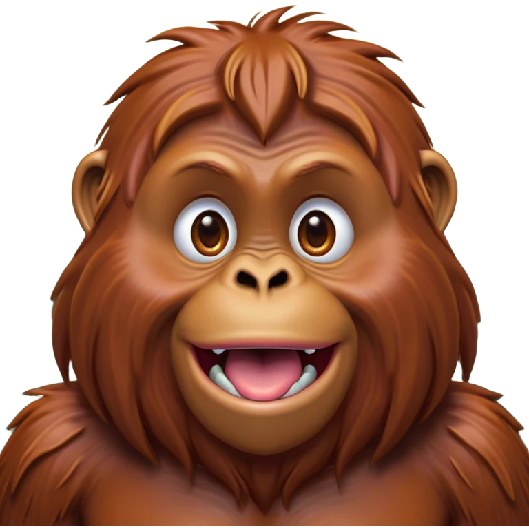 Cinematic Comical Orangutan Portrait Emoji, Head tilted dramatically with an exaggeratedly shocked expression, featuring a robust, animated face with wide, comically expressive eyes full of humorous disbelief, Simplified yet hilariously expressive features, highly detailed, glowing with a slightly sassy glow, high shine, dramatic yet playful, stylized with an air of quirky jungle attitude, soft glowing outline, capturing the essence of a meme-worthy orangutan that looks ready to side-eye its way into viral fame! emoji