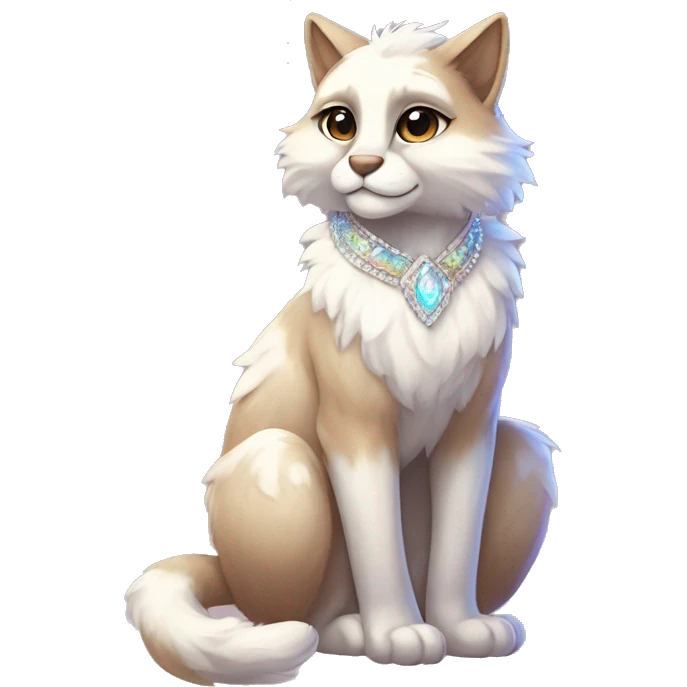 Furry, sparkle, iridescent, colorful, pastel, edgy, cool, fantasy beautiful, brown, beige, white, divine, godly, angelic, animal, anthro, full body, fursona, feline emoji
