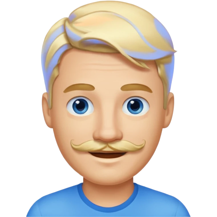 guy with blond hair, mustache, and blue eyes emoji