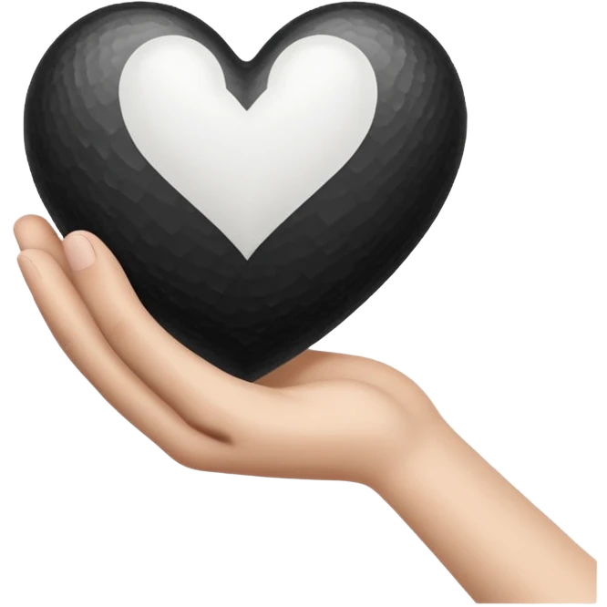  black and white heart in hand emoji