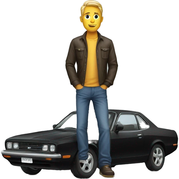 Man standing on car emoji