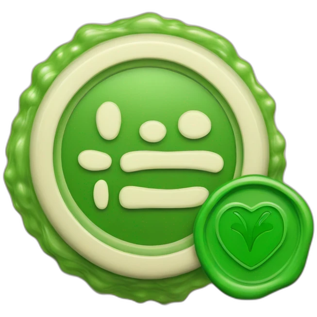 green wax stamp with checkmark only emoji