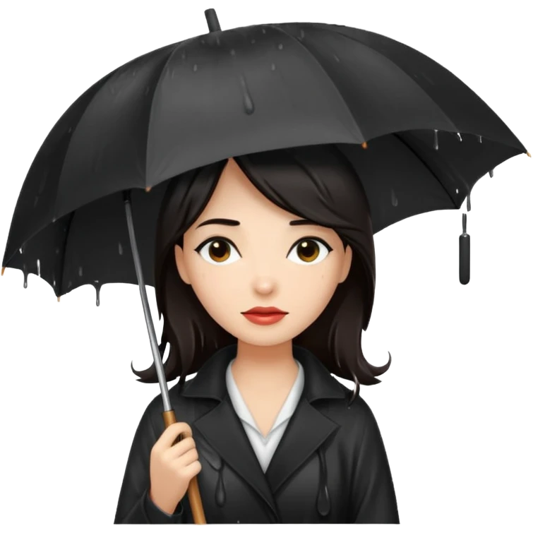 she getting wet (umbrella, dripping dark hair) emoji
