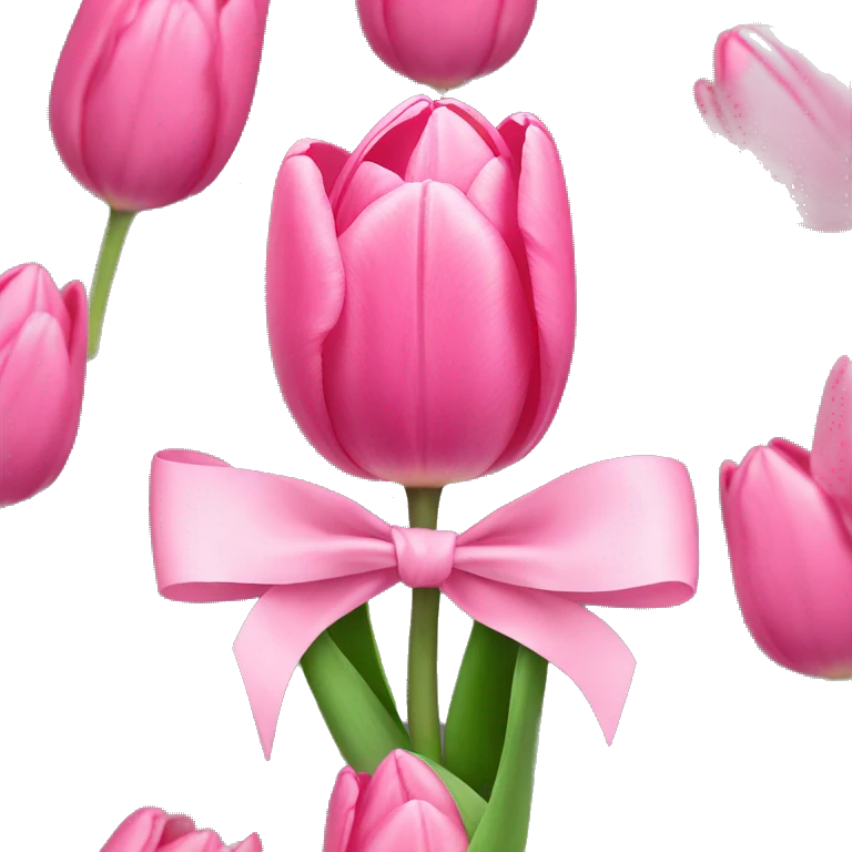 Pink tulips with a bow emoji