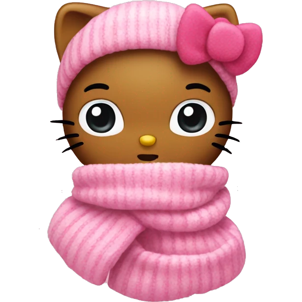 Hello kitty wearing a pink muffler emoji