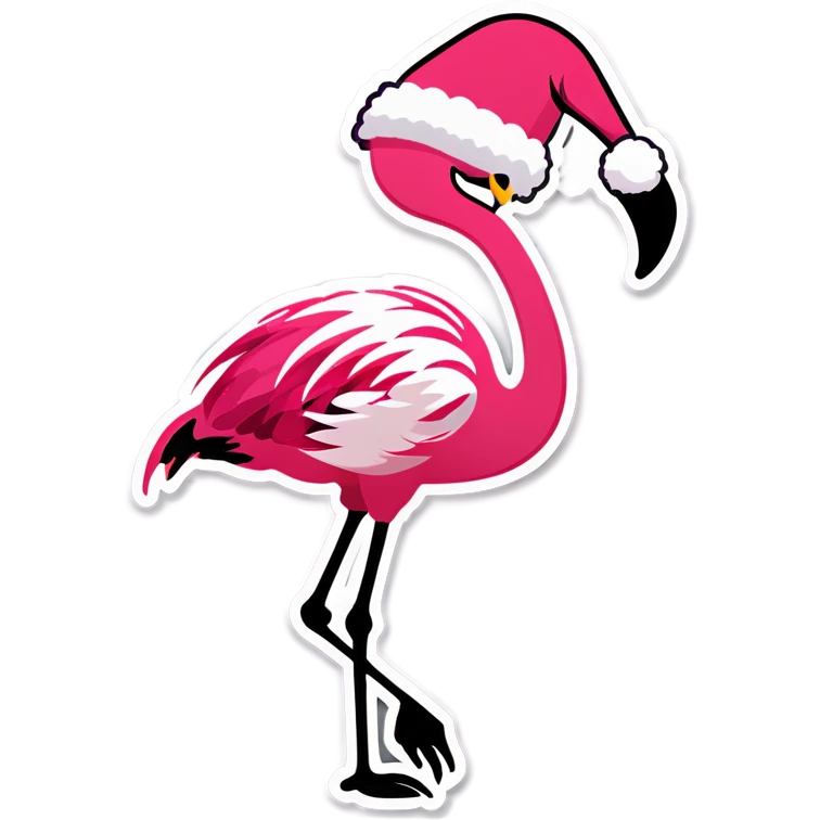 flamingo in a winter hat emoji