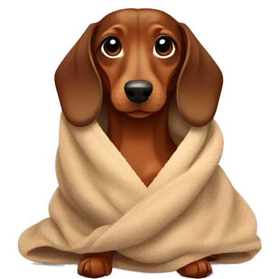 Brown Dachshund wrapped in warm blanket  emoji