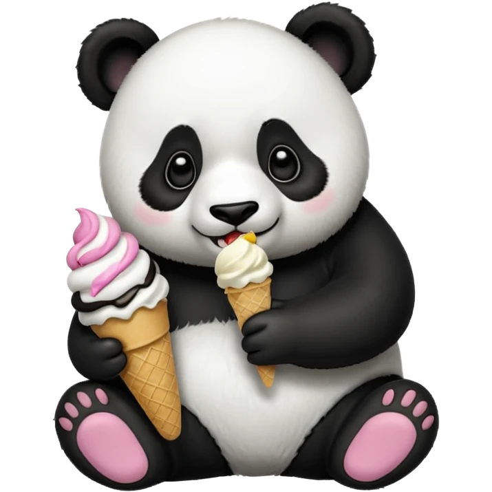 Panda eating ice cream emoji