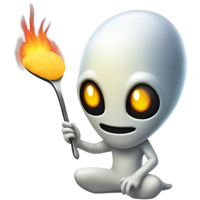 alien burning a spoonful of sugar  emoji
