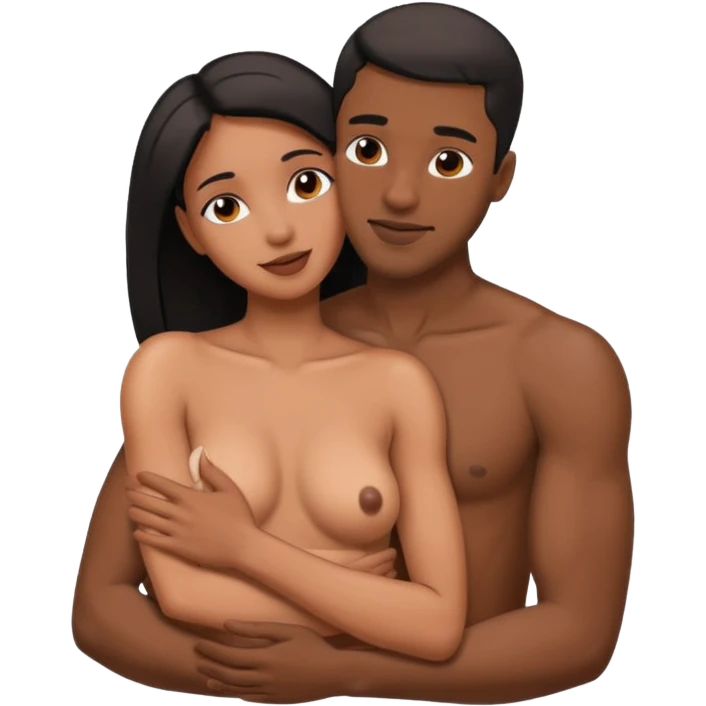 Black man fucking a woman naked with dick emoji