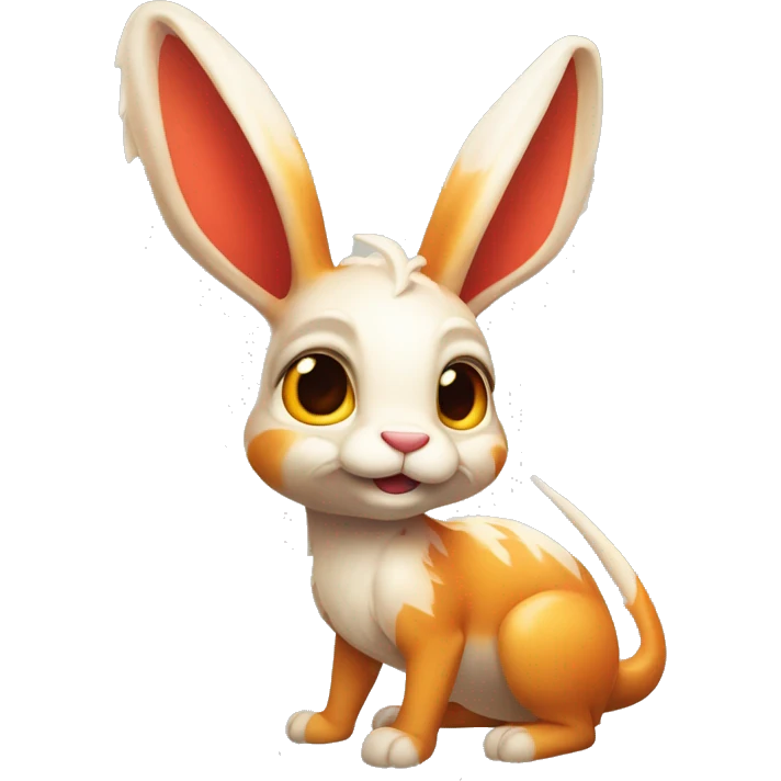 Conejo con ojos de marciano cola de dragón escupiendo fuego emoji