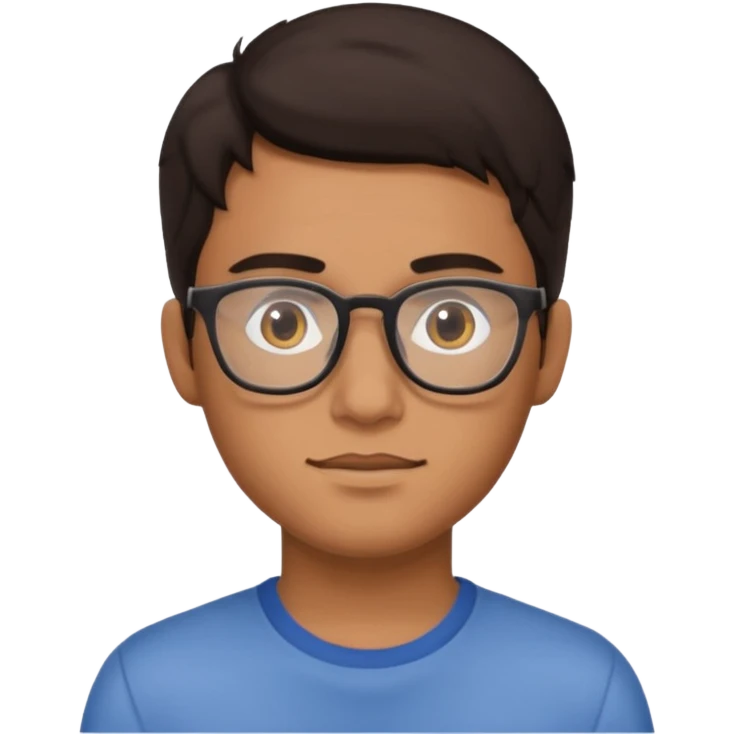 chico joven cabello marron oscuro con lentes estilo ios 18 emoji
