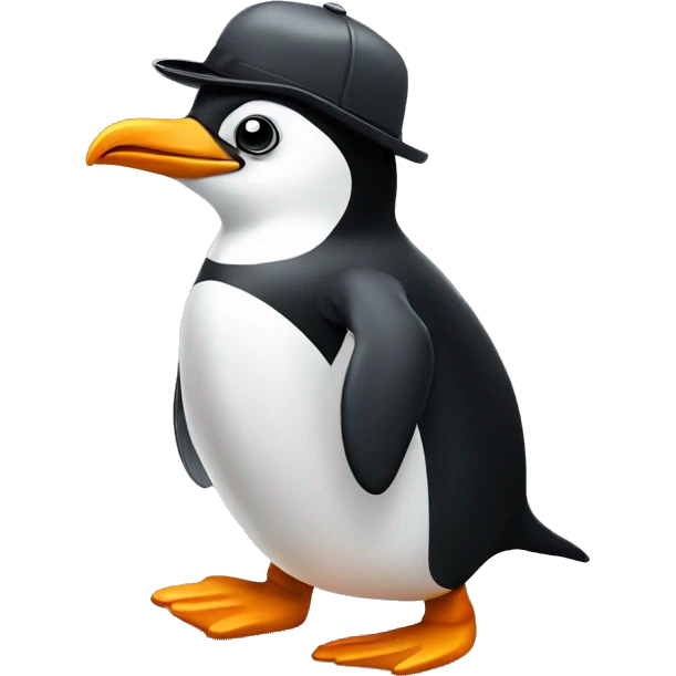 Penguin with a flat cap like those worn by the British working class. Flat design emoji