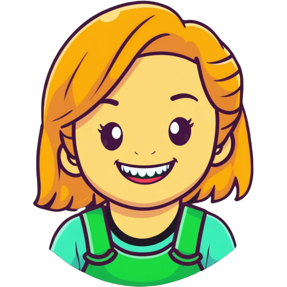 girl with green braces on her teeth smiling emoji