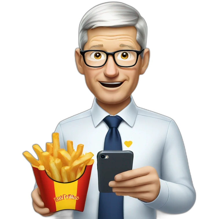 tim cook eat frensh fries with its iphone emoji