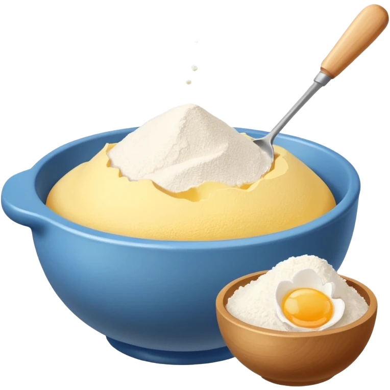 baking ingredients next to a mixing bowl emoji