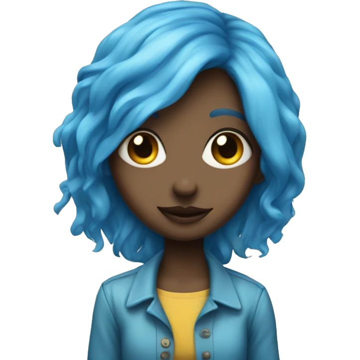 blue haired girl with buttons for eyes emoji