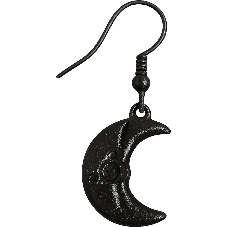 Isolate and keep only the realistic goth earring with black crescent moon, remove the background entirely. emoji