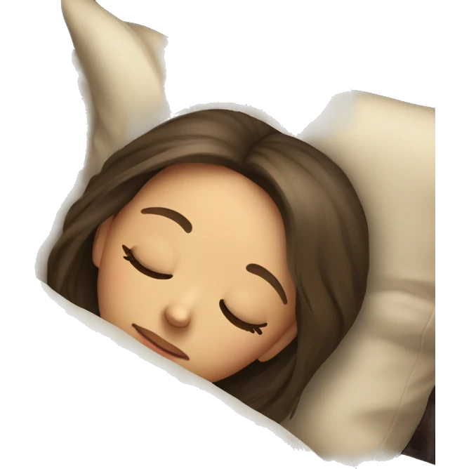 Brunette girl with blonde hair at the bottom sleeping cozy emoji