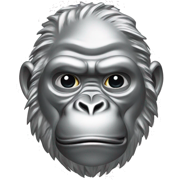 Gorilla made of platinum metal emoji