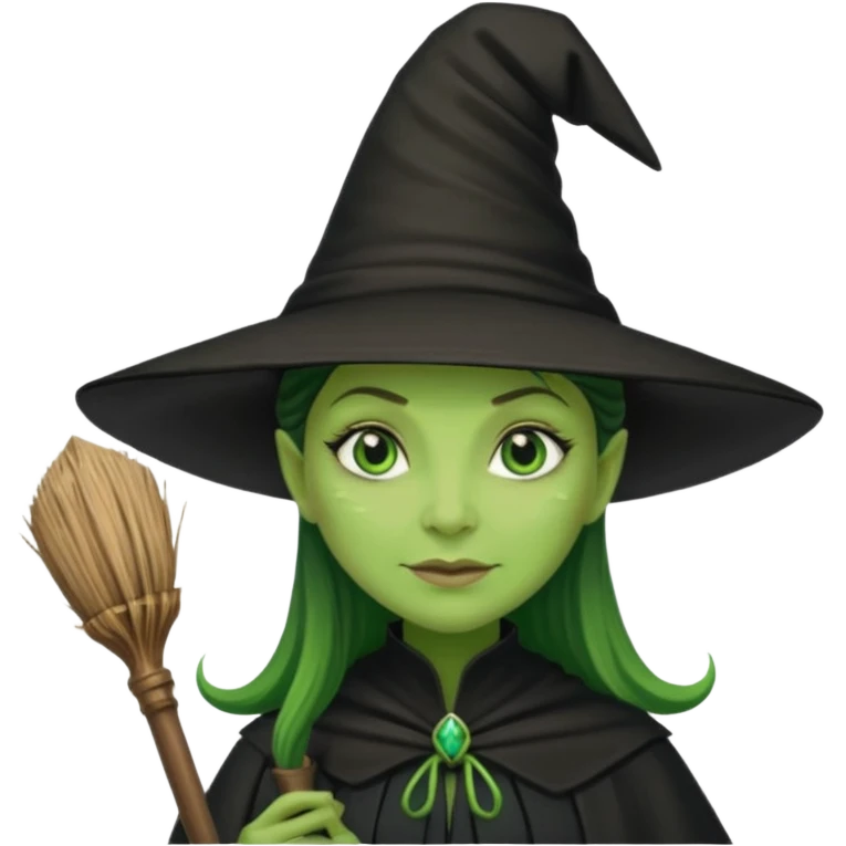 elphaba wicked witch with broom close up emoji