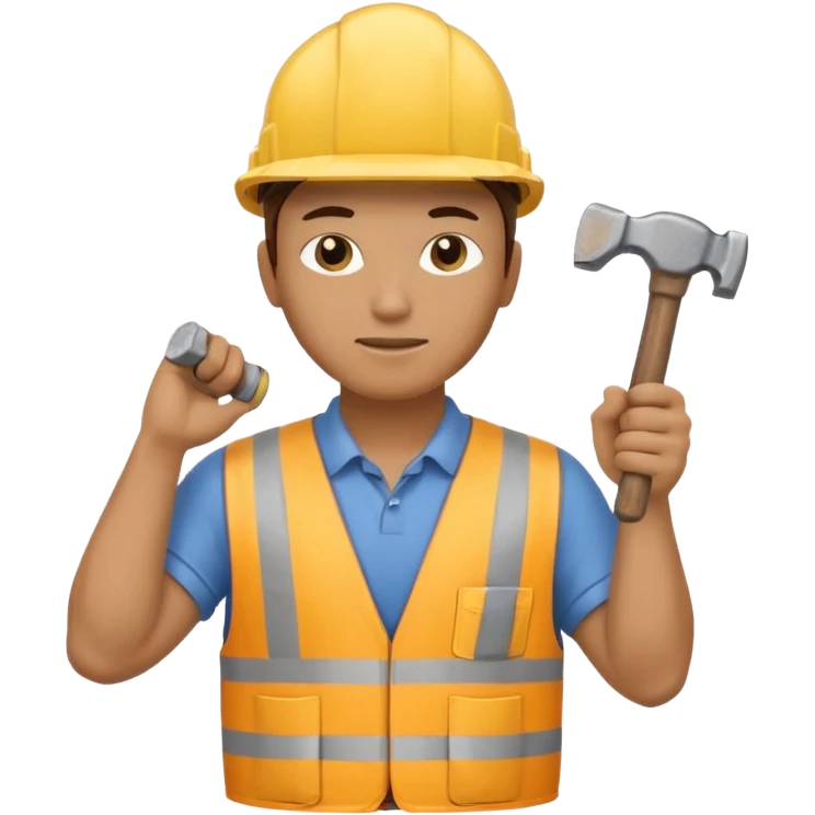 mach mir einen bauarbeiter von hinten der die rechte hand gehoben hat mit einem hammer drinnen emoji
