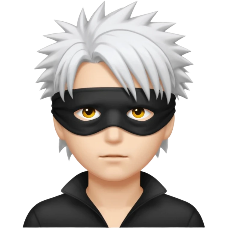 a person with a blinfold covering their eyes and spiky white hair emoji