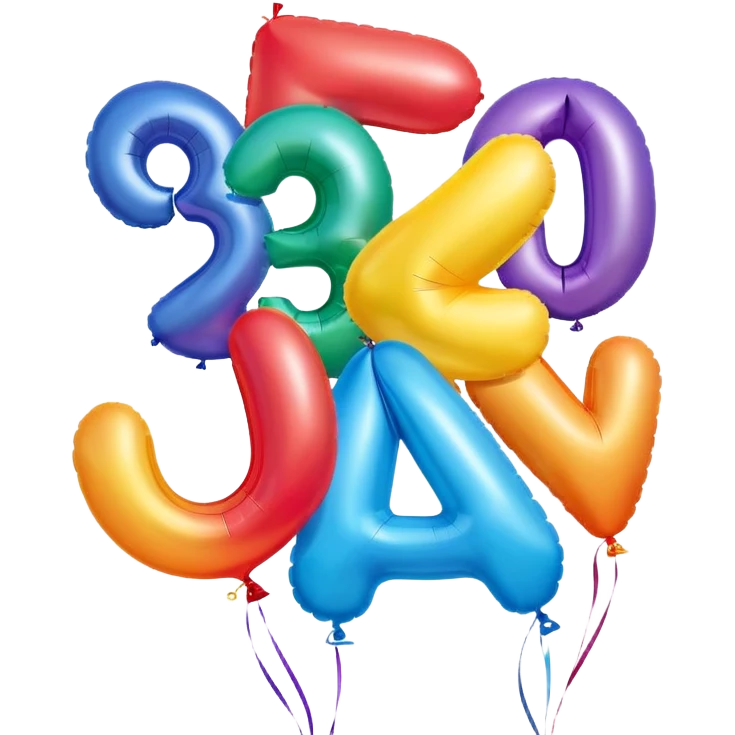 Balloons that say 34 emoji