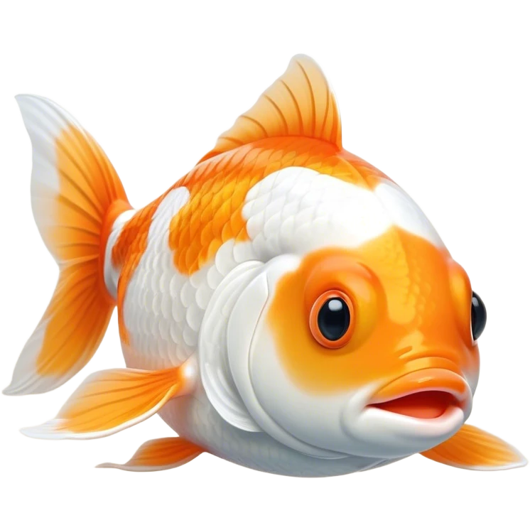 Meme-Worthy Cute Sleeping Orange and White Goldfish Portrait Emoji, Head resting peacefully with a contented smile, showcasing a streamlined, graceful body with a luxuriously soft blend of orange and white, eyes closed in a serene, floating nap, Simplified yet hilariously adorable features, highly detailed, glowing with a soft, drowsy light, high shine, relaxed and utterly lovable, stylized with an air of playful laziness, bright and heartwarming, soft glowing outline, capturing the essence of a comically sleepy goldfish, so meme-worthy it feels like it could instantly become the next viral sensation of adorable slumber! emoji