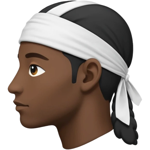 Emoji of a black Moor’s head in profile, facing left, with a white headband above the eyes. Flat, clean, minimal, no background. Inspired by the Corsican flag.  emoji