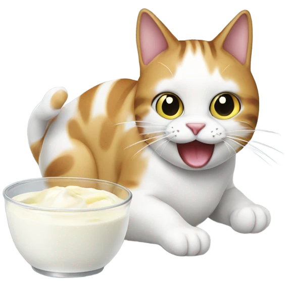 Cat eating yoghurt emoji