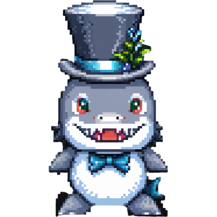shark wearing a top hat emoji