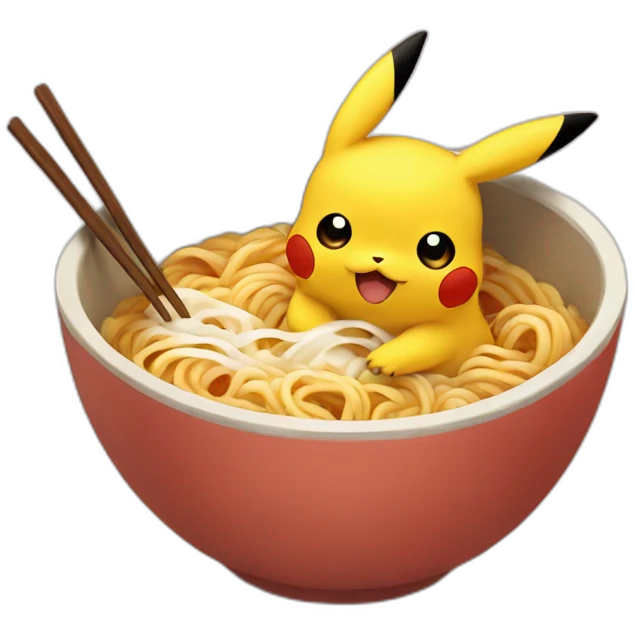 pikachu eats ramen emoji