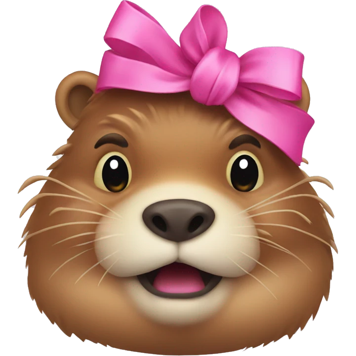 fat beaver with a pink bow on its head emoji