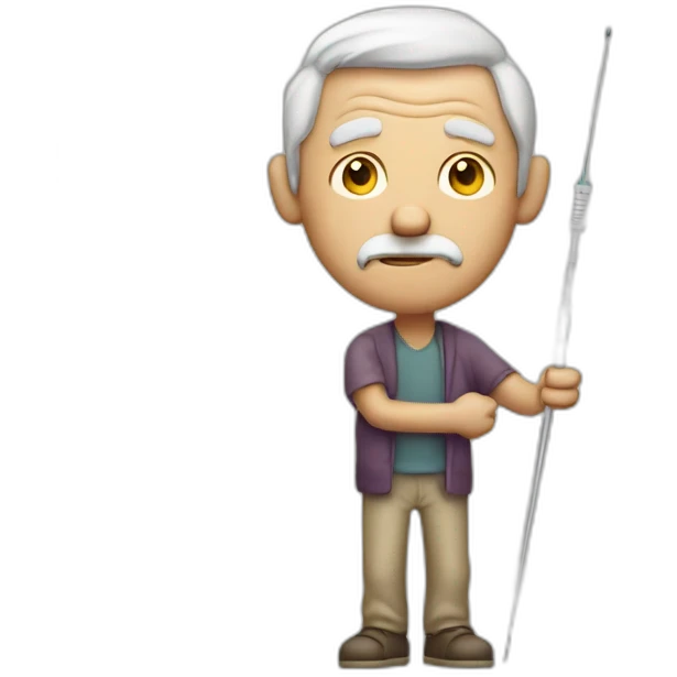 Skinny sick old man holding needle emoji