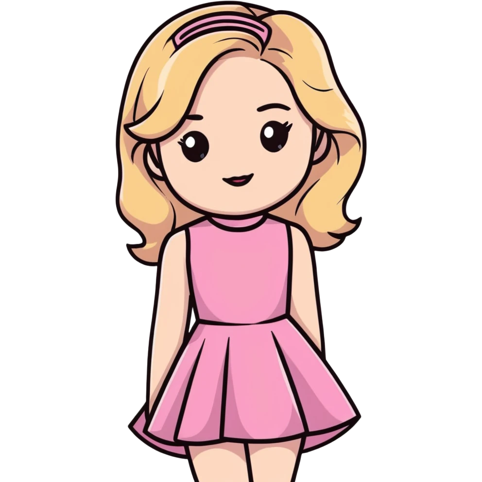 Sabrina Carpenter blonde singer in her Short n' Sweet era, pink dress and glamorous emoji