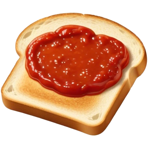 slice of bread with with a line  of tomatoe sauce on top emoji