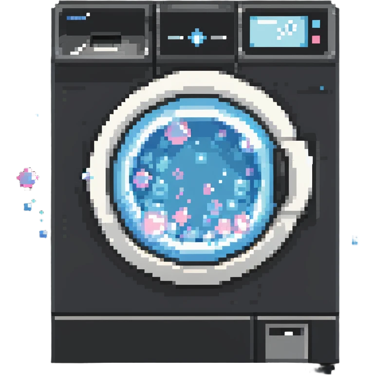 front-loading washing machine with soap bubbles emoji