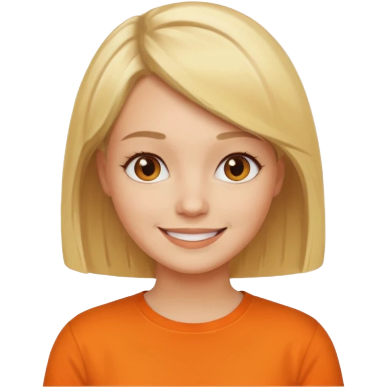 Women with blond hair bob and orange shirt emoji