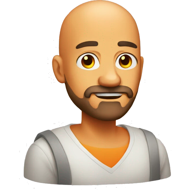 bald man with orange beard and shrugging his shoulders emoji