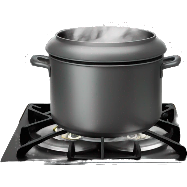 Pot on stove with smoke emoji