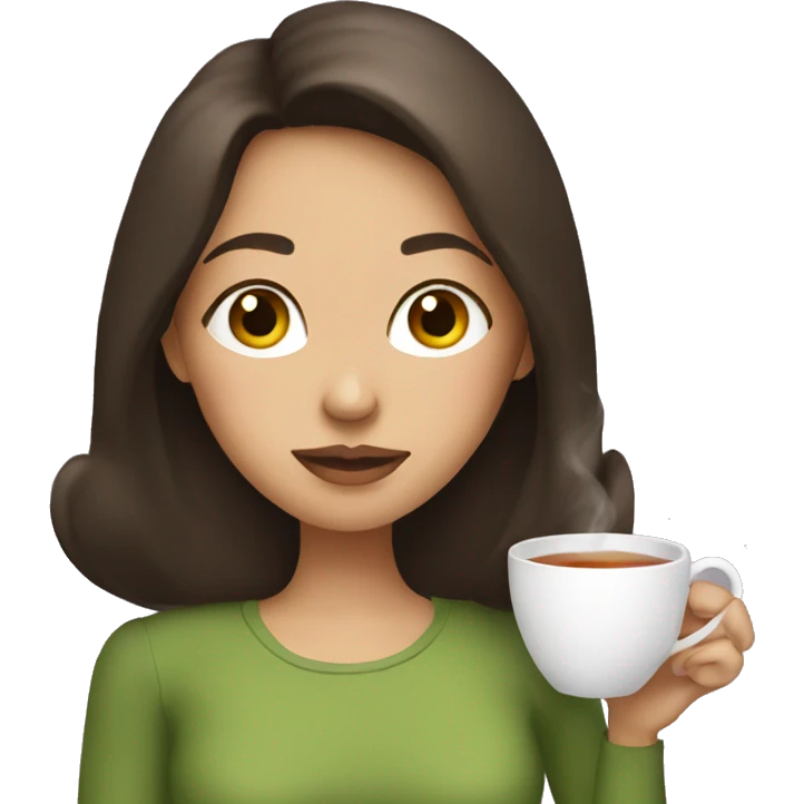 Brunette girl sipping tea emoji