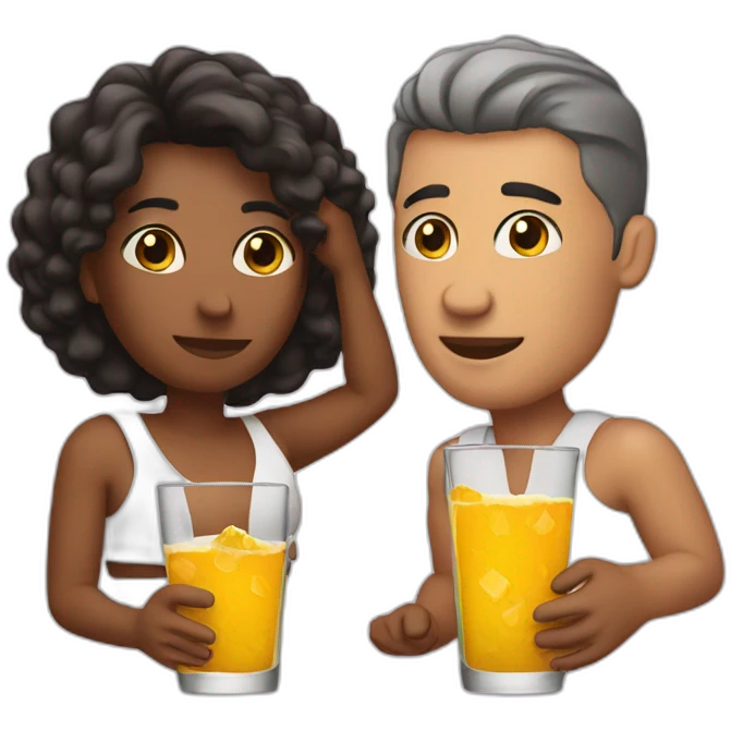 a couple closeup drinking tequila emoji