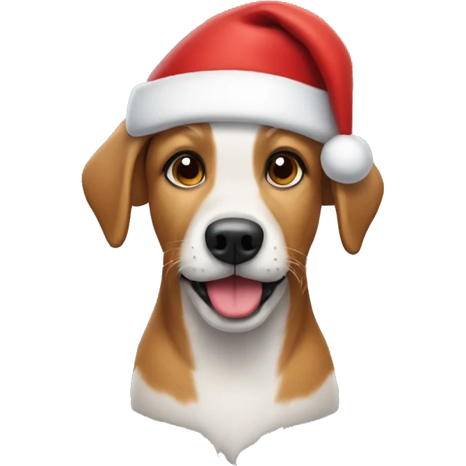 Dog wearing a Santa hat emoji