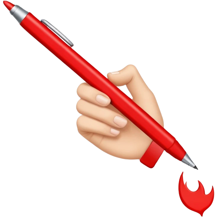 рука готовая к письму держит красную ручку emoji
