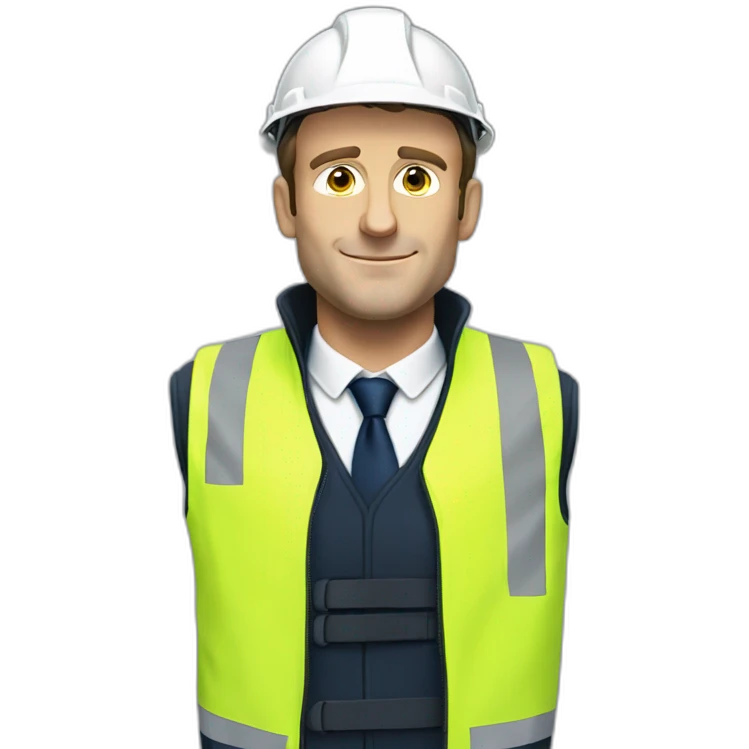 Emmanuel Macron wearing yellow safety vest without hat emoji