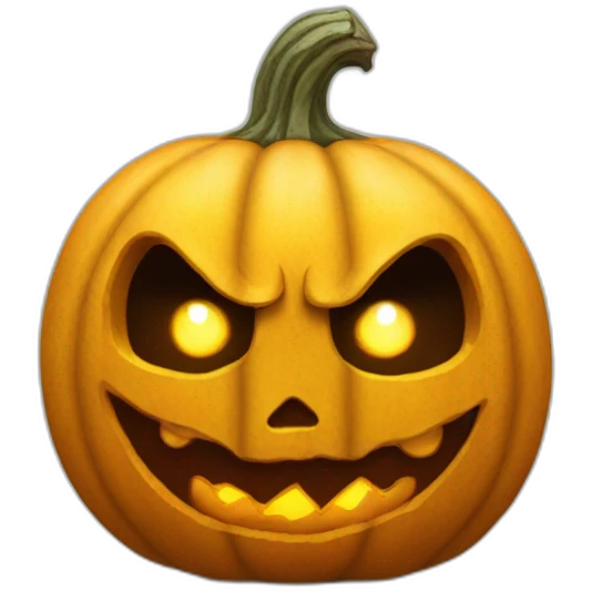 Yellowfire pumpkin head with demon eyes emoji