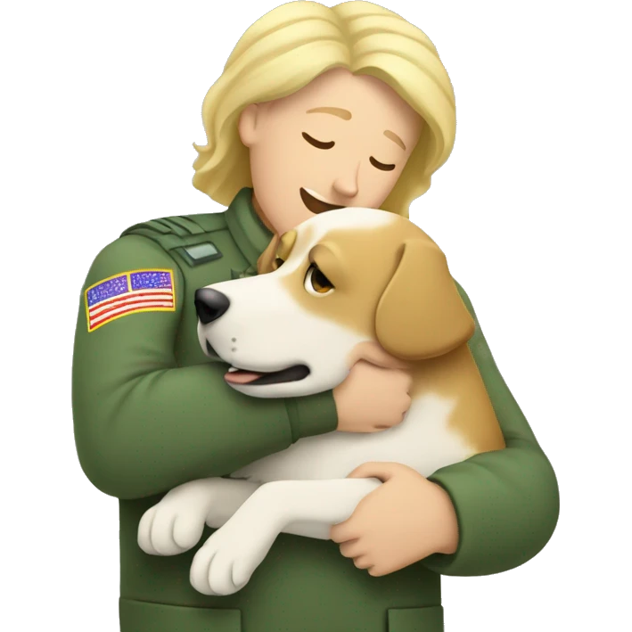 a vet hugging shaggy blonde dog emoji